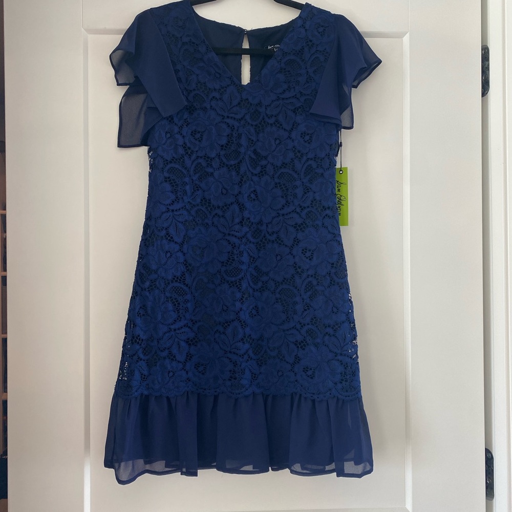Elegant Navy Lace Sunday Dress